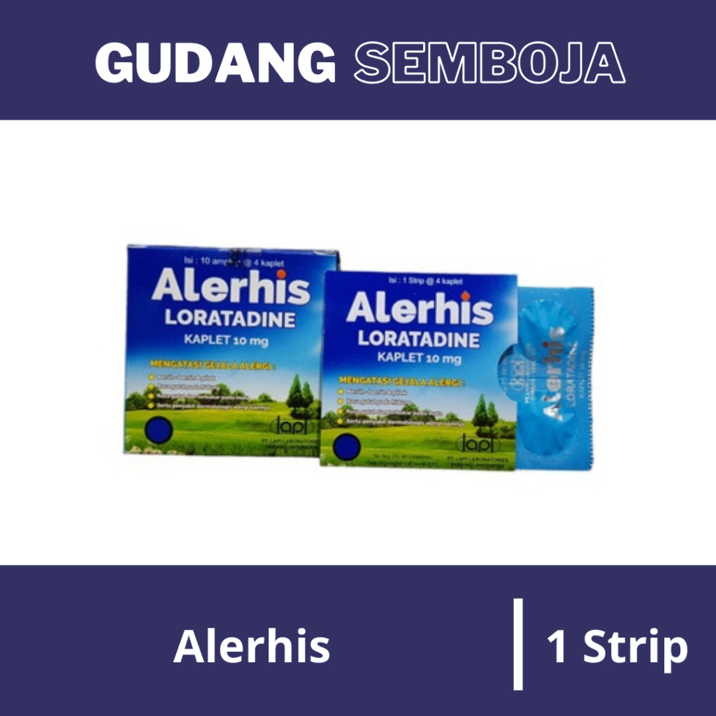 Alerhis Strip Isi 4 Tablet / Obat Gatal Alergi Bersin Bersin Pilek / Loratadine 10 mg