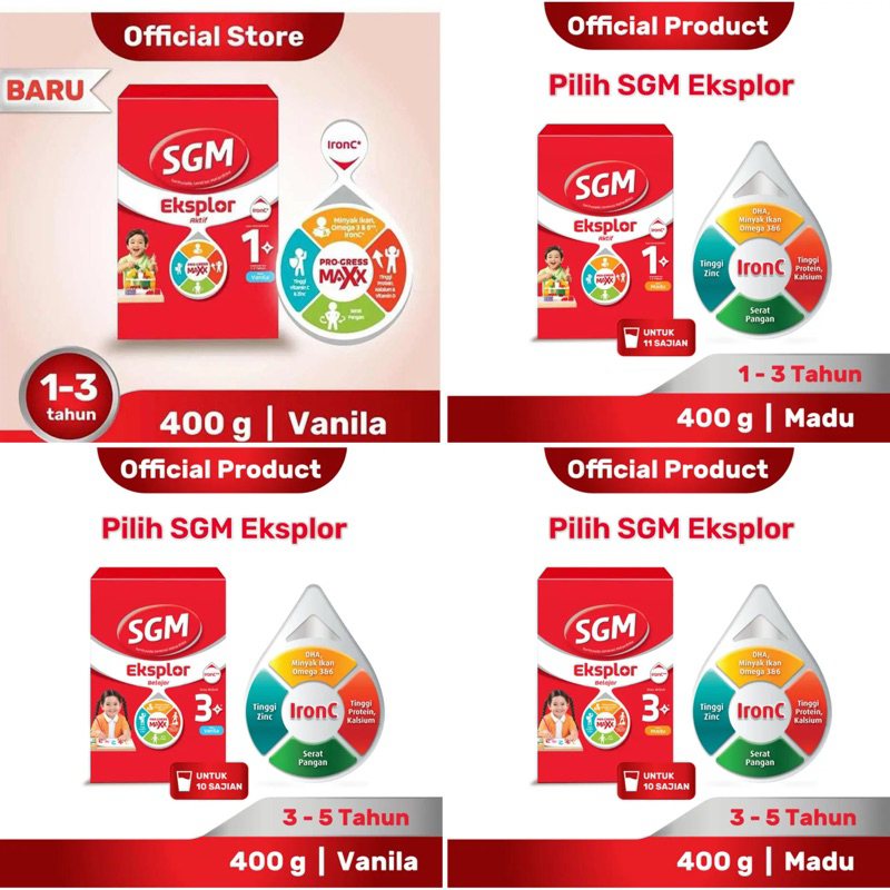 

Susu sgm eksplor 1+ 3+ soya vanilla madu 400gr