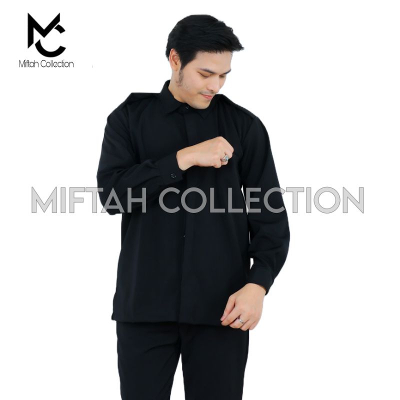 Baju Paspampres Security Lengan Panjang Hitam dengan Saku Bobok - Pria, Safety