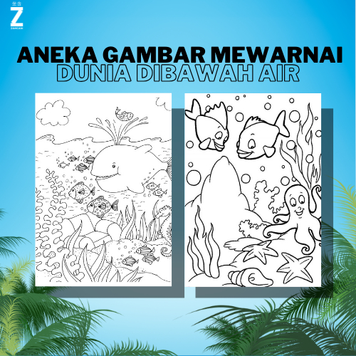 

Kertas gambar mewarnai A4 [ Dunia dibawah air ]