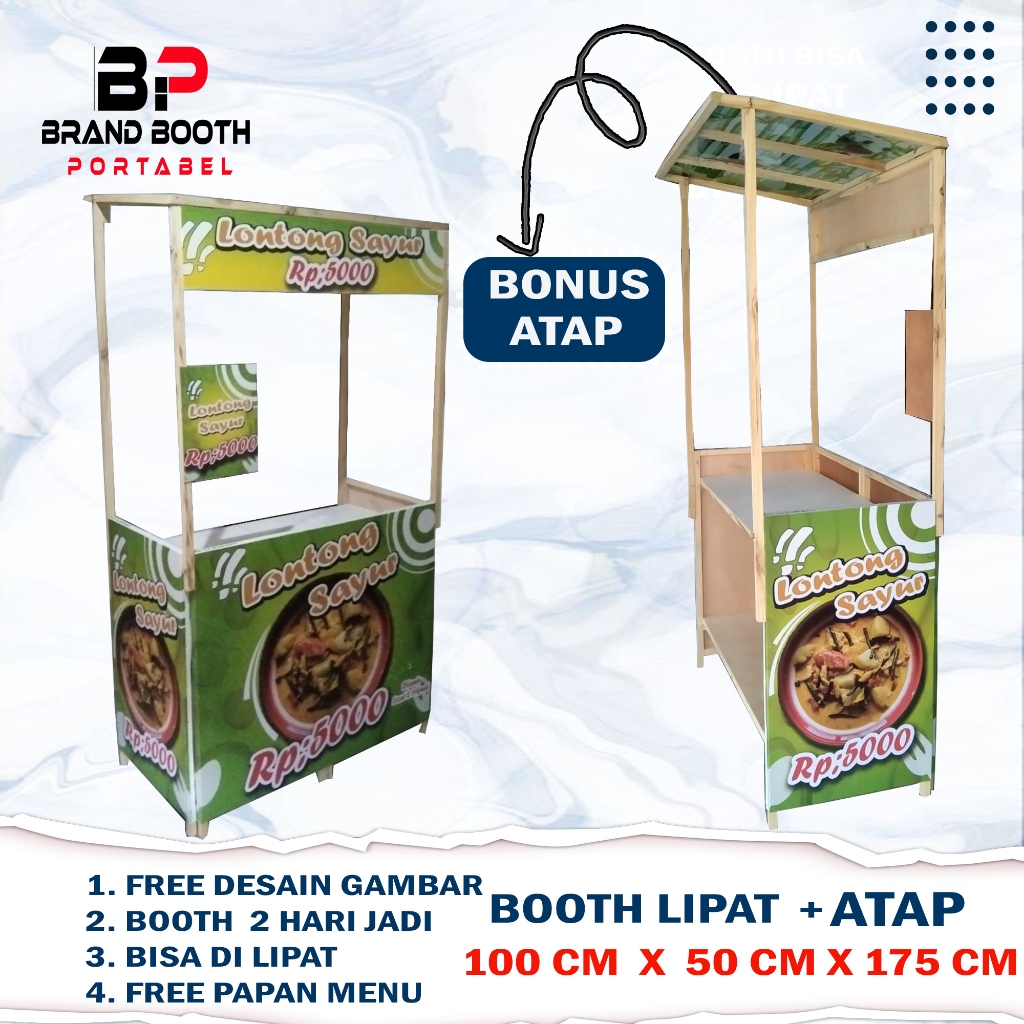 BOOTH KAYU PORTABEL/BOOTH ATAP PORTABEL/ BOOTH LIPAT/BOOTH ES/BOOTH JUALAN/BOOTH  UKURAN 1 M X 50 CM