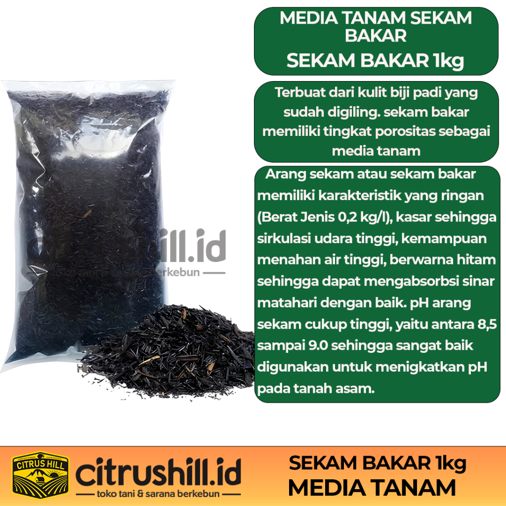 Media Tanam SEKAM BAKAR Arang Sekam 1kg