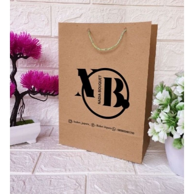 

Paper bag coklat souvenir pernikahan #bisa request sablon manual