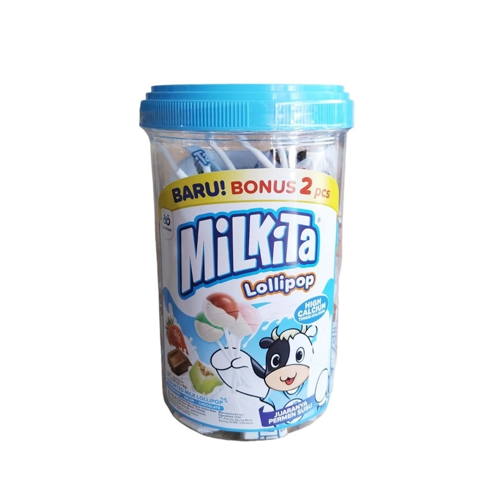 

[TOPLES] Milkita Milk Assorted Candy Lollipop Jar Isi 30+2pcs