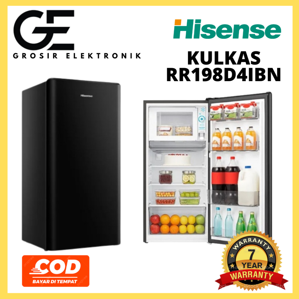 HISENSE KULKAS 1 PINTU RR198D4IBN - 157 Liter RR 198 D4IBN || RR 198