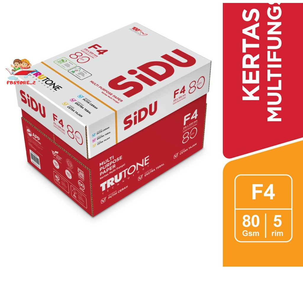 

[HVS] SiDU Kertas Fotocopy 80 GSM F4 - 1 Boks = 5 Rim