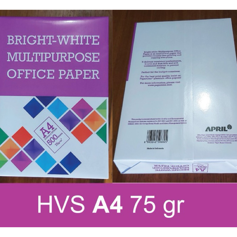 

Kertas Hvs A4 PRINT/FOTOCOPY (BMO) Eceran 1 Rim isi 500 75Gsm