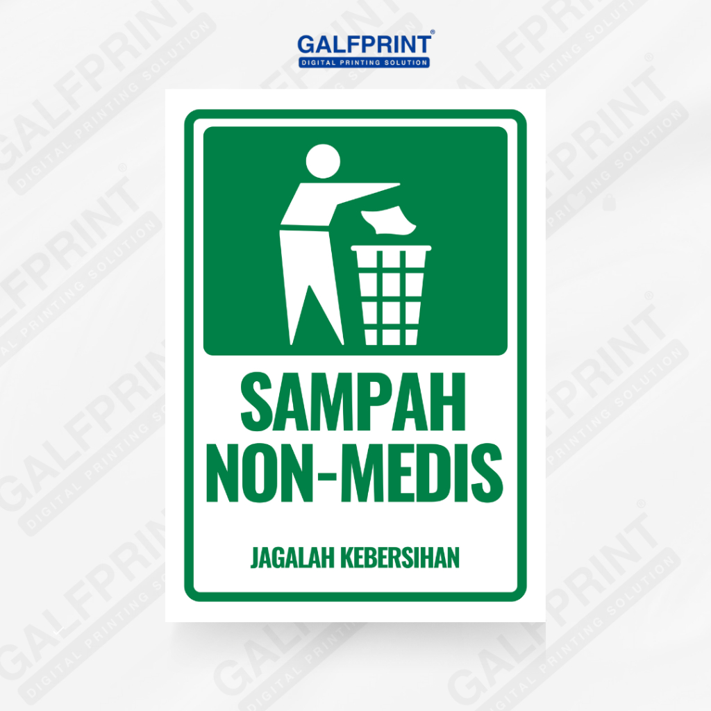 

GALFPRINT STICKER SIGN SAMPAH NON MEDIS 8X11 CM