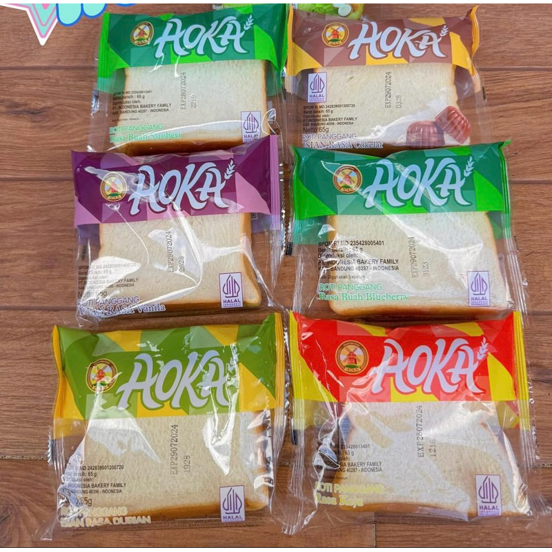 

AOKA ROTI PANGGANG ALL VARIAN RASA COKELAT VANILA STRAWBERY KEJU DURIAN NANAS BLUEBERI