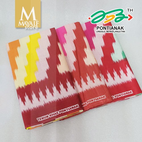 Kain Sarung Corak Insang / Kain khas Melayu Pontianak /Tenun Khas Pontianak Merah Series / Red Serie