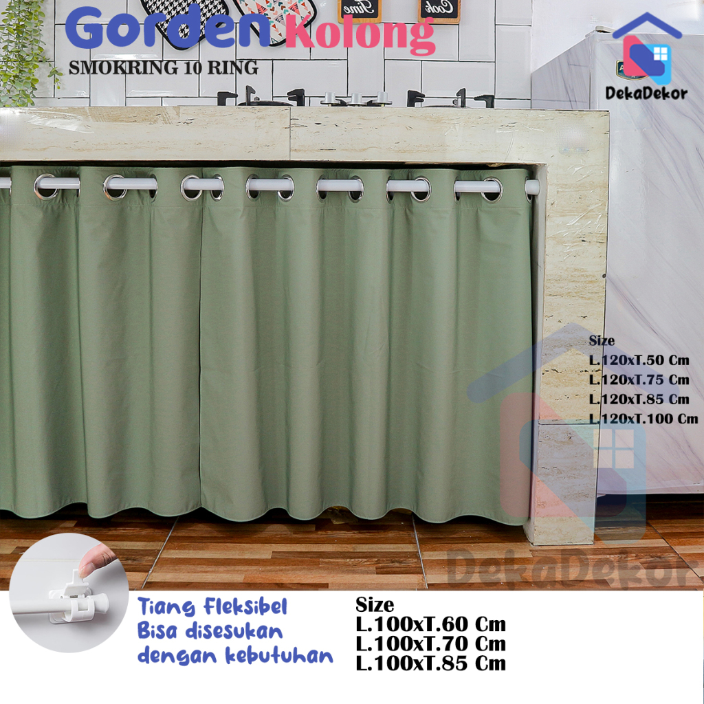 Gorden Kolong Dapur Polos Smokring Premium Tahan air