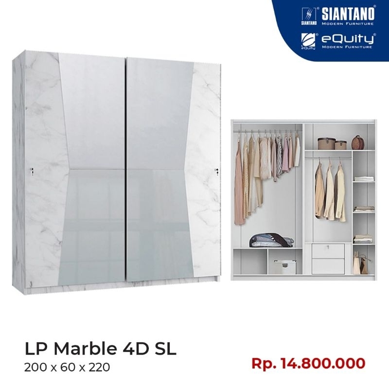 Lemari Pakaian Siantano 4 Pintu Sliding Siantano LP Marble 4D SL