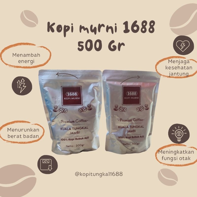 

Kopi Bubuk Murni 1688 Khas Kuala Tungkal Kemasan 500 Gram