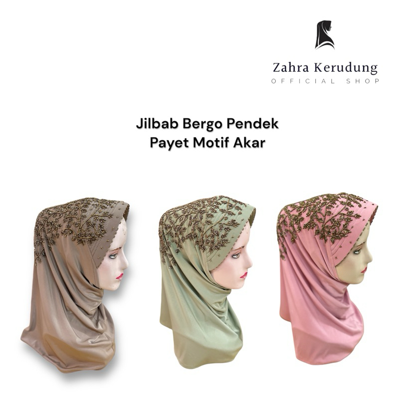 Kerudung Jilbab Bergo Instan Payet Model Akar Bahan Jersey Premium
