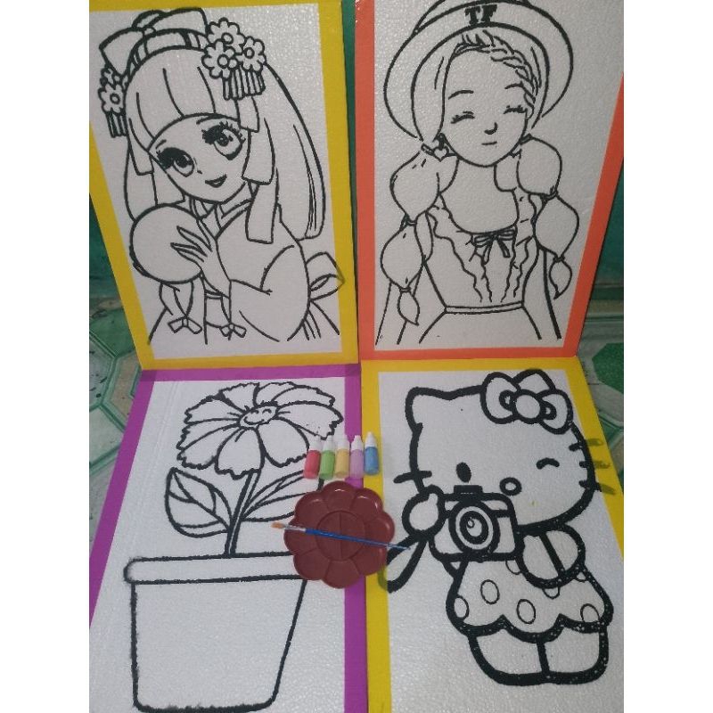 

PAKET MEWARNAI 4 PICS + 5 CAT + PALET + KUAS/ STYROFOAM LUKIS/MEWARNAI STYROFOAM/ LUKISAN STYROFOAM