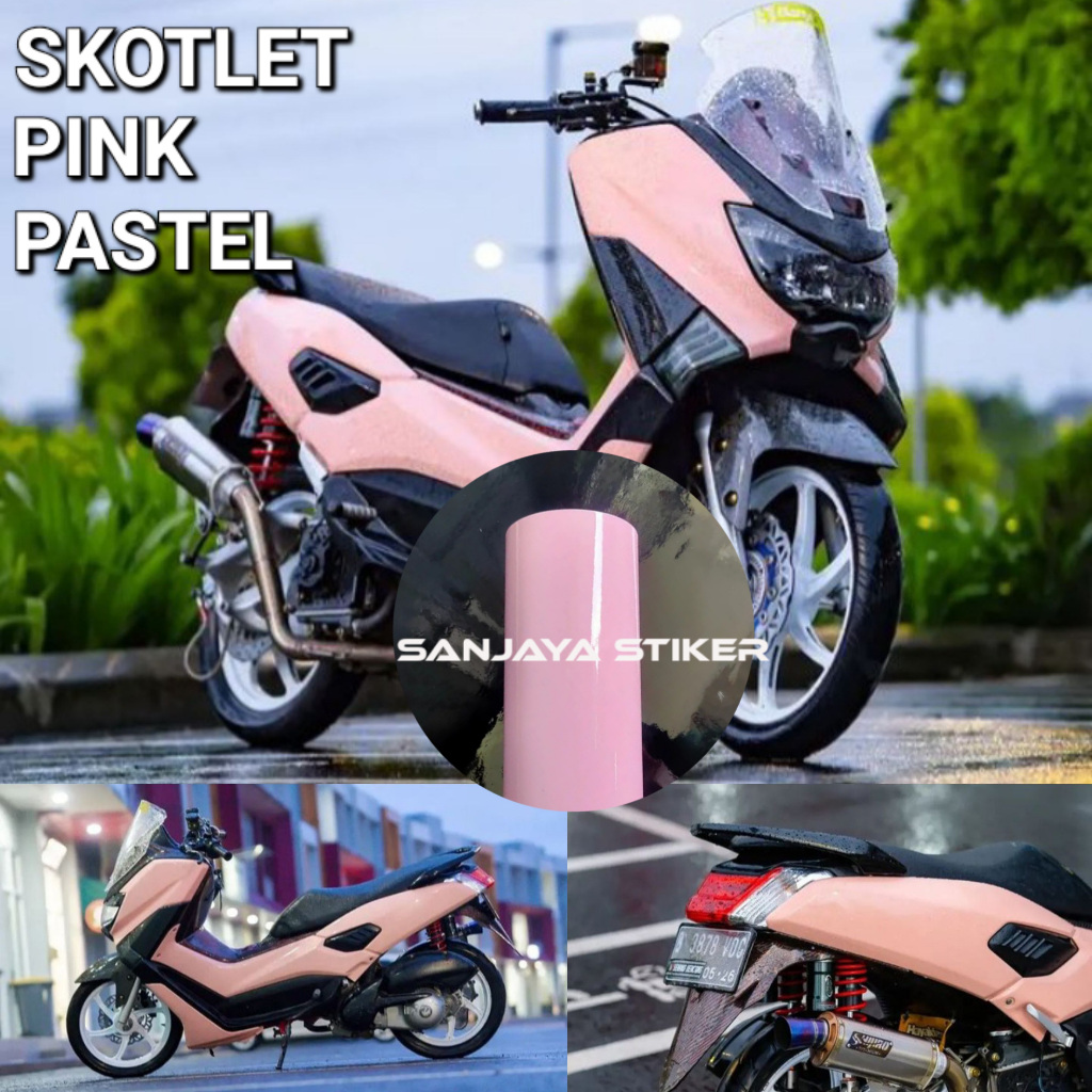 Skotlet Stiker Pink Pastel Glossy Sticker Motor Pink Muda Metalik