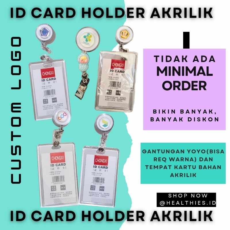 

CUSTOM id card holder AKRILIK / gantungan kartu pegawai akrilik / nametag holder akrilik/ gantungan kartu pegawai RS Kementerian Universitas Dosen Guru Karyawan Tenaga Kesehatan Dokter Bidan Perawat Indonesia / CPNS id card holder yoyo akrilik rumah sakit
