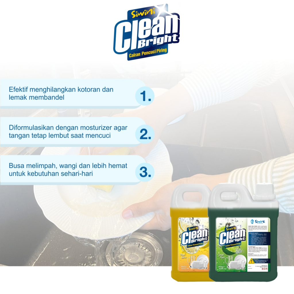 

Lezatoz_Genz Siwini Clean Bright - Sabun Cuci Piring Wangi Lemon 1000 Ml 100% Bersihkan Lemak Busa