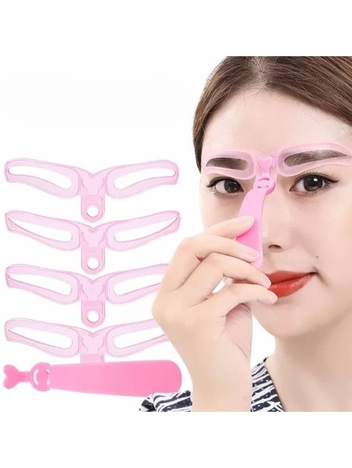 Cetakan alis - Cetakan Alis Gagang 8 IN 1 Eyebrow Template Kit stencil Praktis 8 in 1 Pencetak Alis 