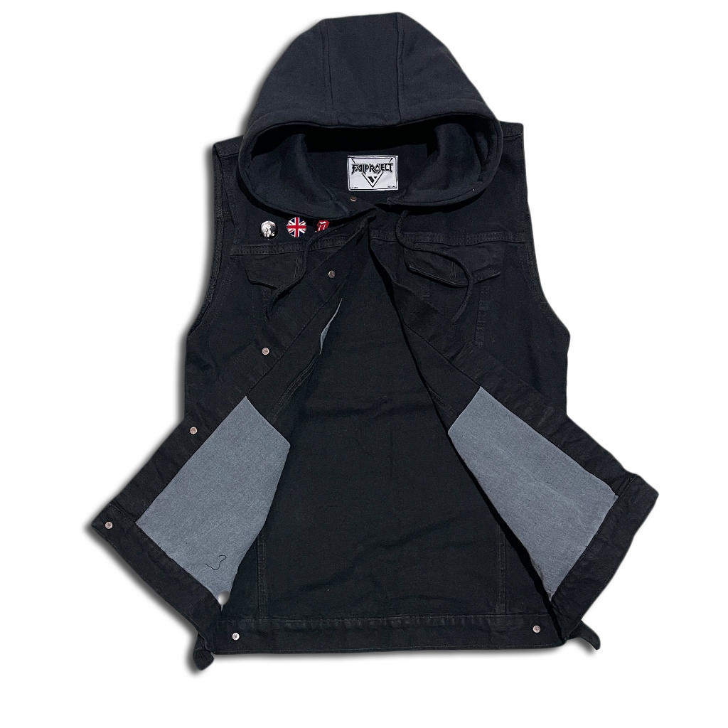 NEW DEALS JAKET ROMPI PRIA vest denim hoodie CASUAL JAKET JEANS ROMPI DENGAN AKSESORIS hoodie