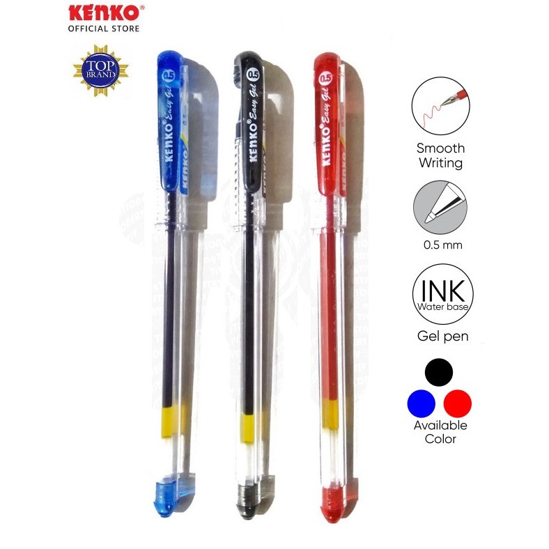 

KENKO Gel Pen Easy Gel | Pulpen Pena Bolpoin Hitam Biru Merah Kenko 1 PCS - Blessingmask ACC
