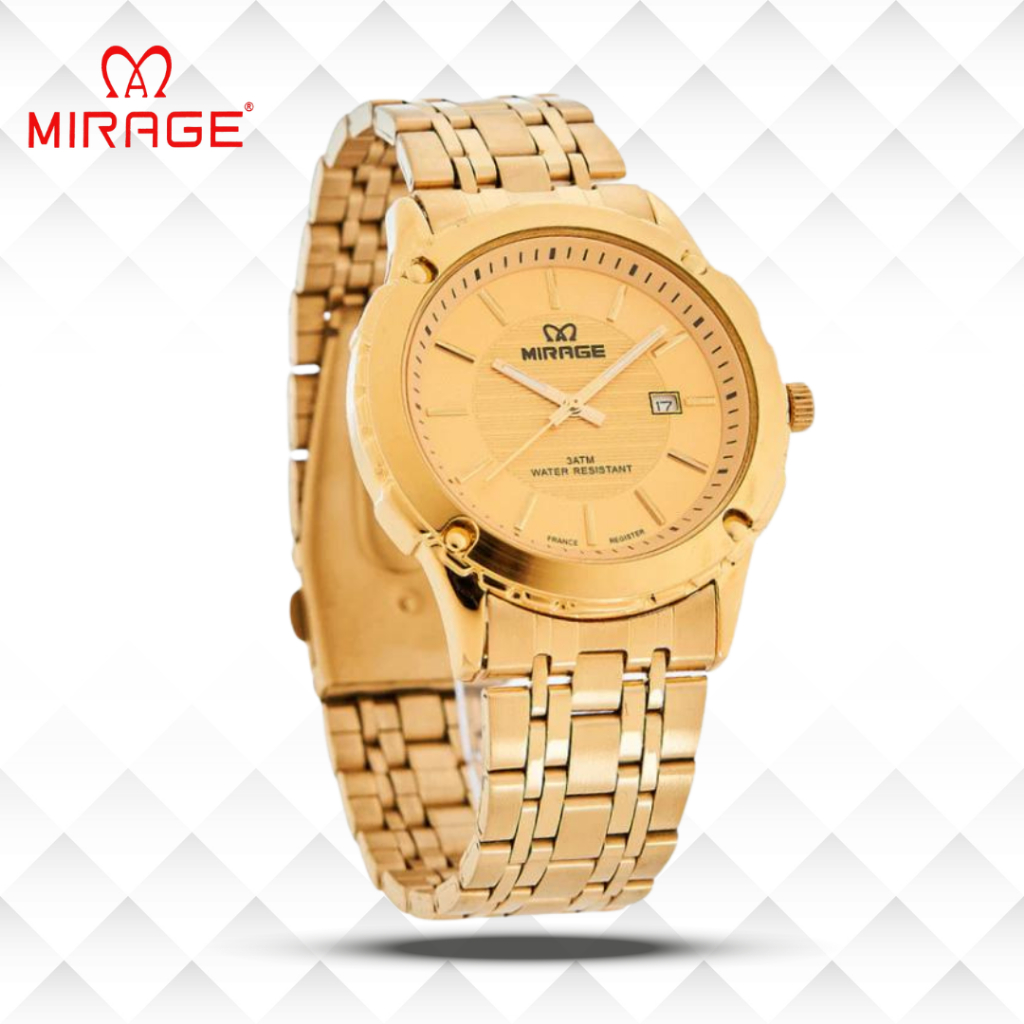 Mirage Jam Tangan Pria Analog 8604 M Gold Original Stainless