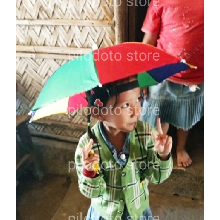 Top Product Topi Payung Hujan Panas Payung Topi Anak Dewasa Payung Teduh Pelangi Topi Payung Golf Ma