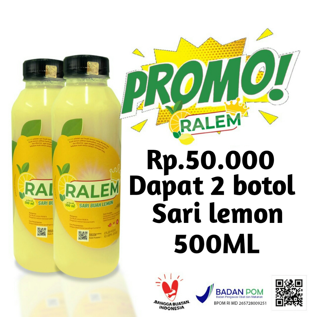 

Sari Lemon Premium Ralem 500ML – Paket 2 Botol, Sensasi Kesegaran Alami