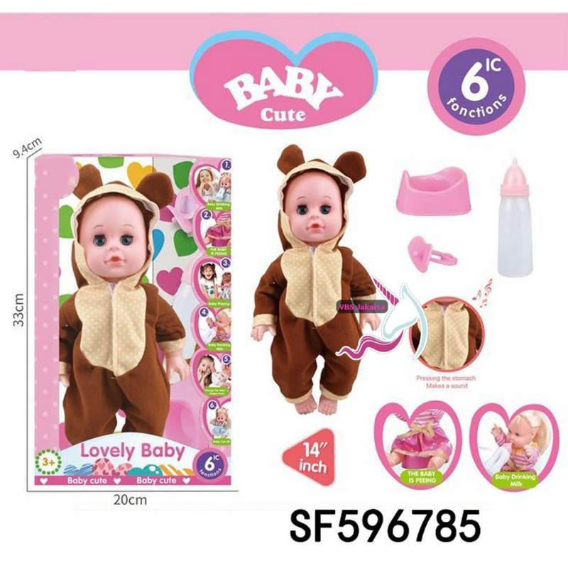BONEKA BAYI MENANGIS DOT MAMA PAPA PIPIS PEE PUP BABY CRY BOTOL SUSU BAJU DINO BOY GIRL CUTE ALIVE D