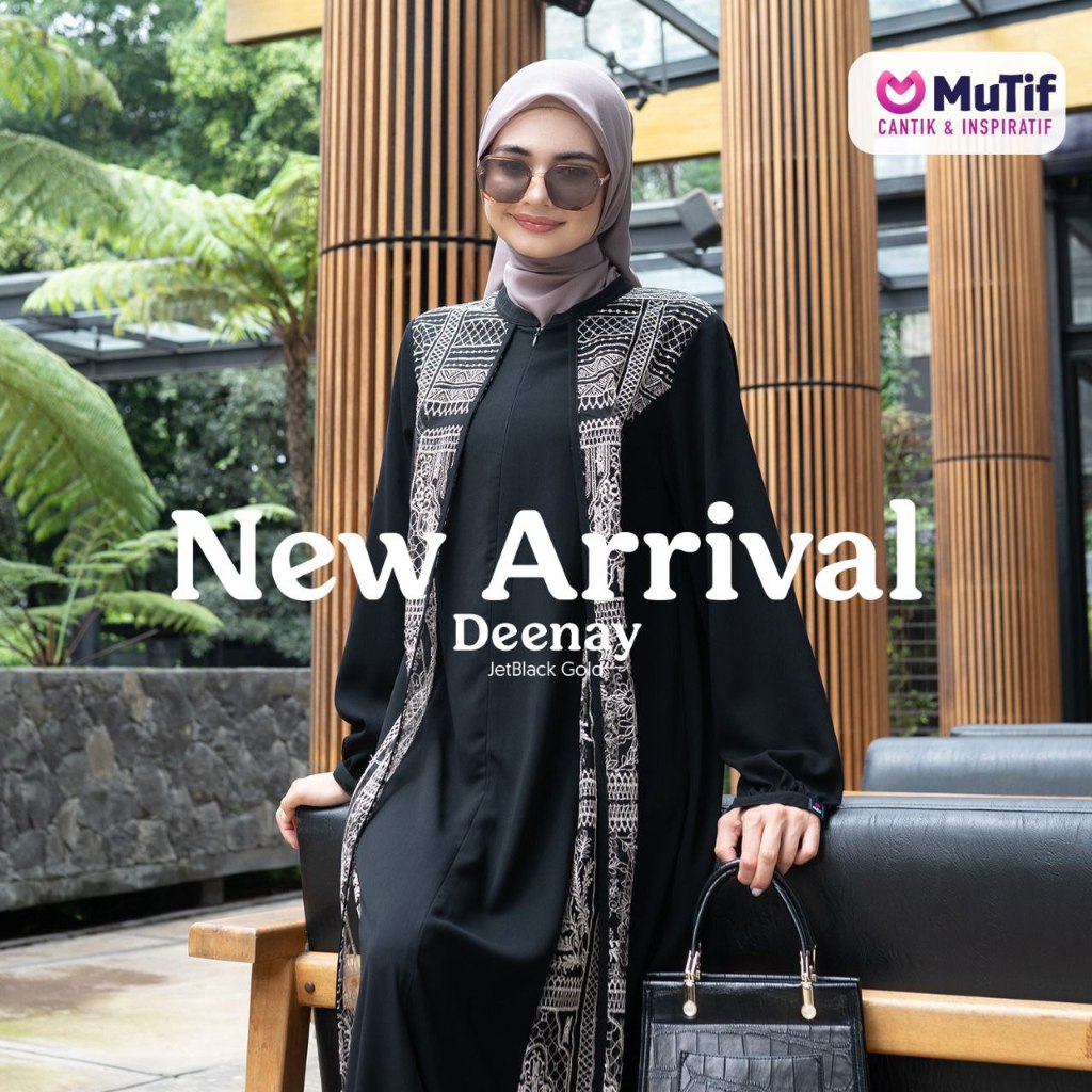 MUTIF DEENAY Jet Black Gold ll (COD) Terbaru pakaian wanita hitam motif gold busui bahan katun jetbl