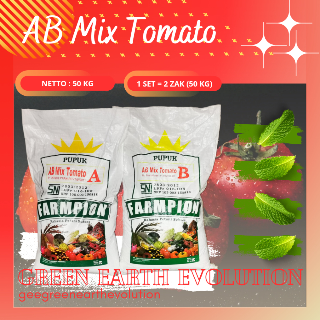 Farmpion AB Mix Tomato Pupuk Tomat Pupuk Vegetatif Pupuk Generatif (50 KG)