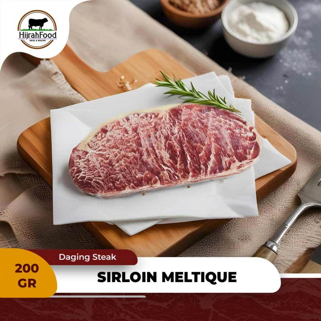 

Hijrahfood Daging Sapi Beef Wagyu Sirloin Meltique Steak AUS Fresh Frozen Ketebalan 1,5 Sampai 2 Cm 200 Gram Segar Berkualitas Bersih Higienis