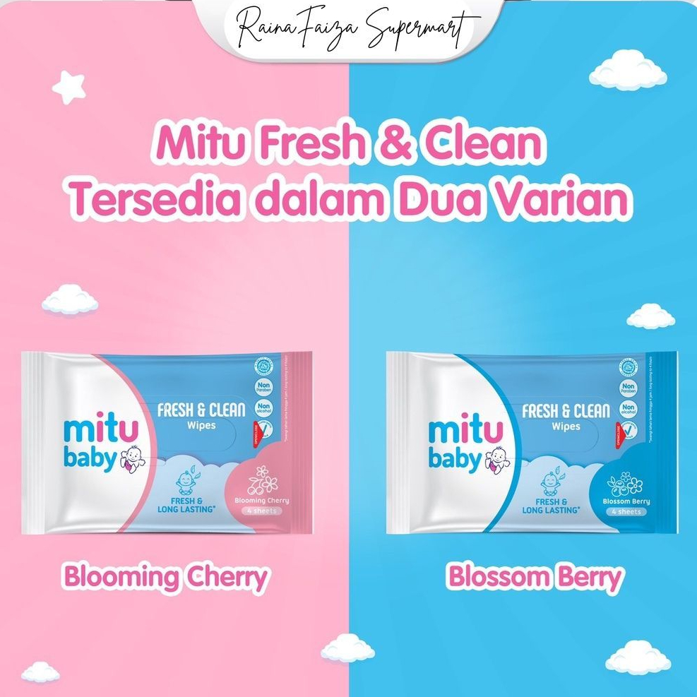 Mitu Baby Fresh and Clean 4's Travel Pack [] Tisu Basah Mitu Baby [] Harga SATUAN []