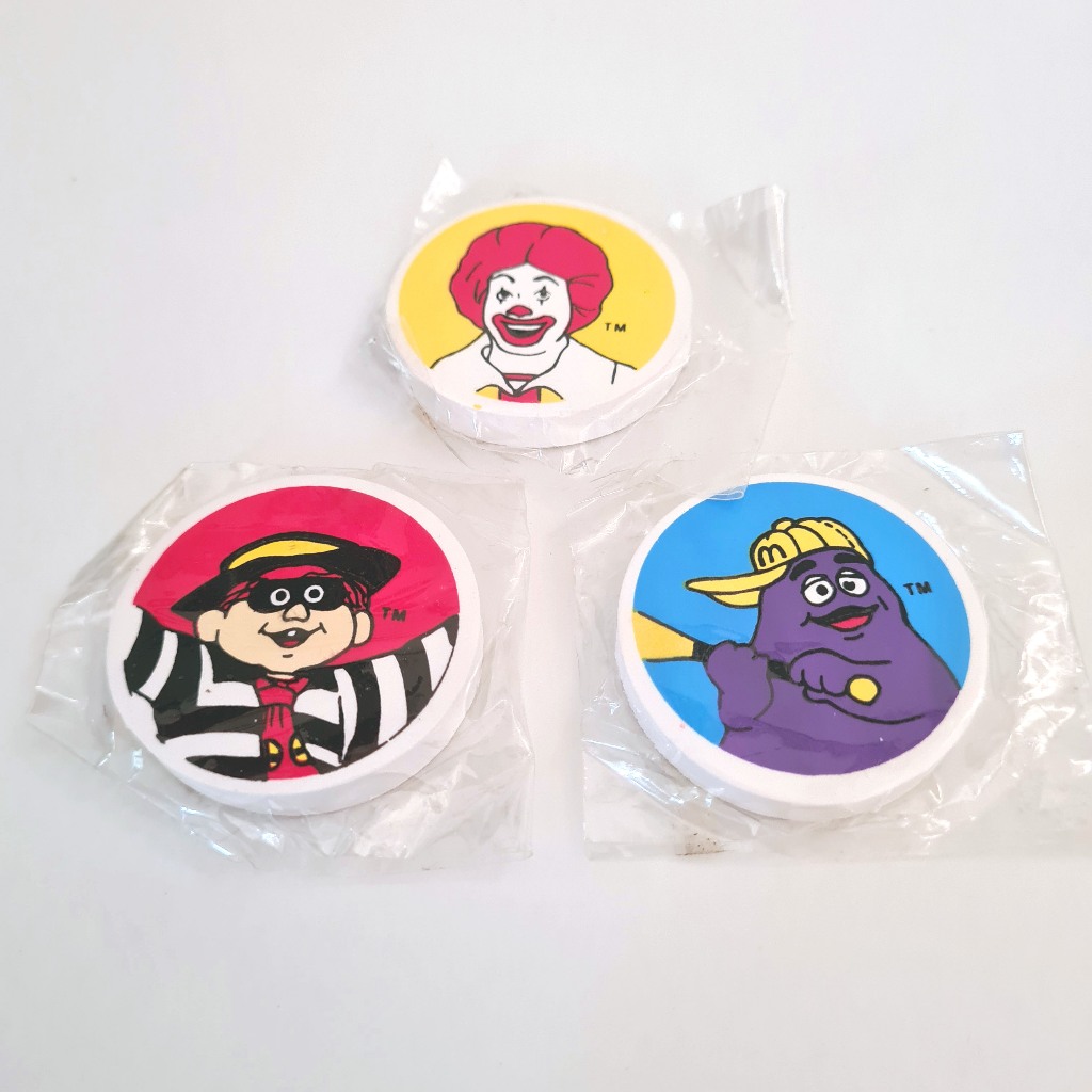 

Set 3pc Koleksi Penghapus Pensil Karakter Mekdi Mcd Ronald McDonalds Grimace Hamburglar Bulat Jadul