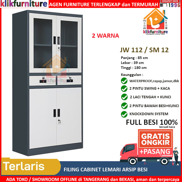 Lemari Arsip Filing Cabinet Besi 4 Pintu 2 Laci AK 12 / 112