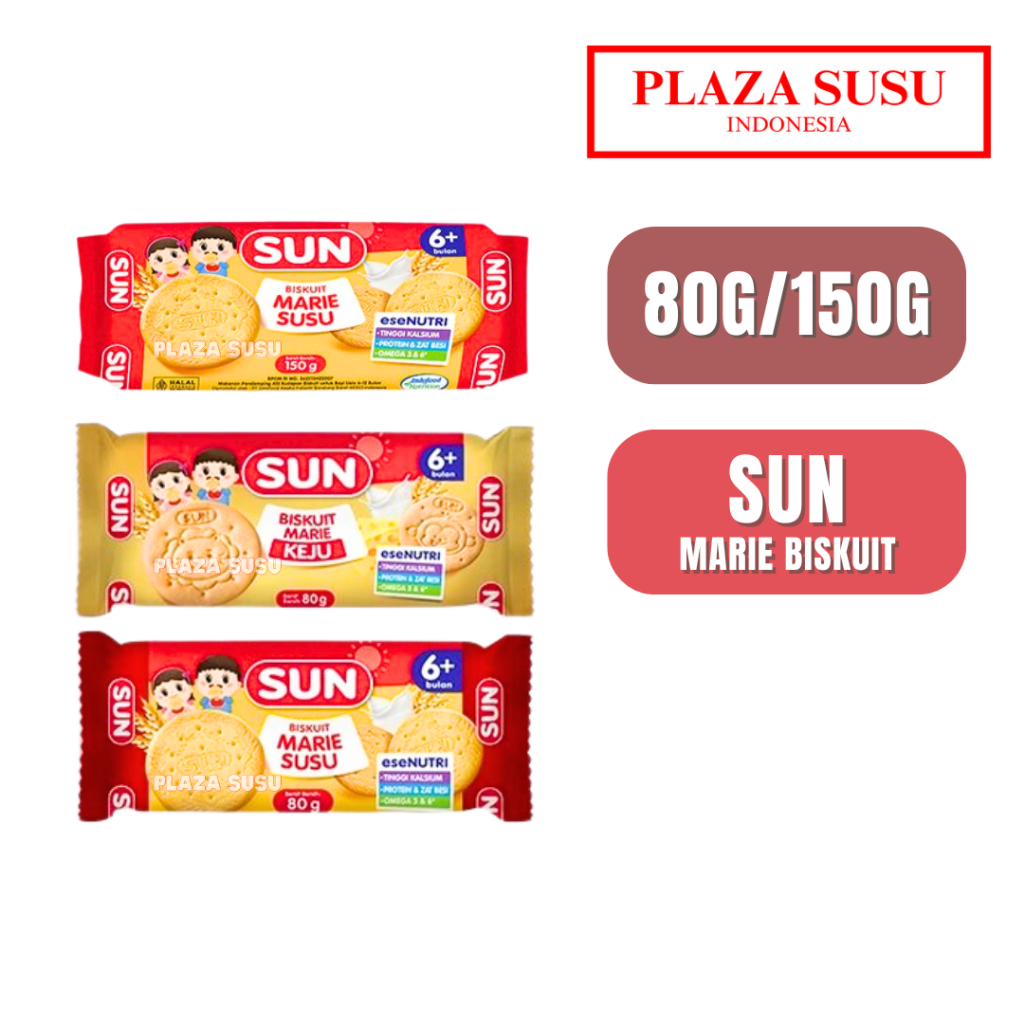 SUN MARIE SUSU BISCUIT 6+ SNACK BAYI 6+ BULAN RASA KEJU 80G&150G MAKANAN BAYI
