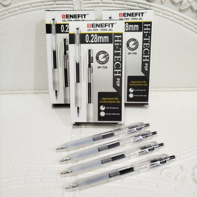 

Pulpen Klik/Cetek Benefit Gel Pen Pulpen Gel HI-Tech pop 0.28mm [ 12pcs ]