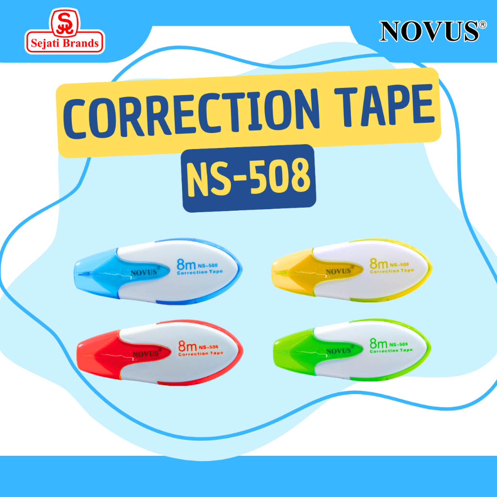 

Novus Tip Ex Kertas/ Correction Tape/ Pita Koreksi NS-508 Ukuran 4x1,5x10 cm