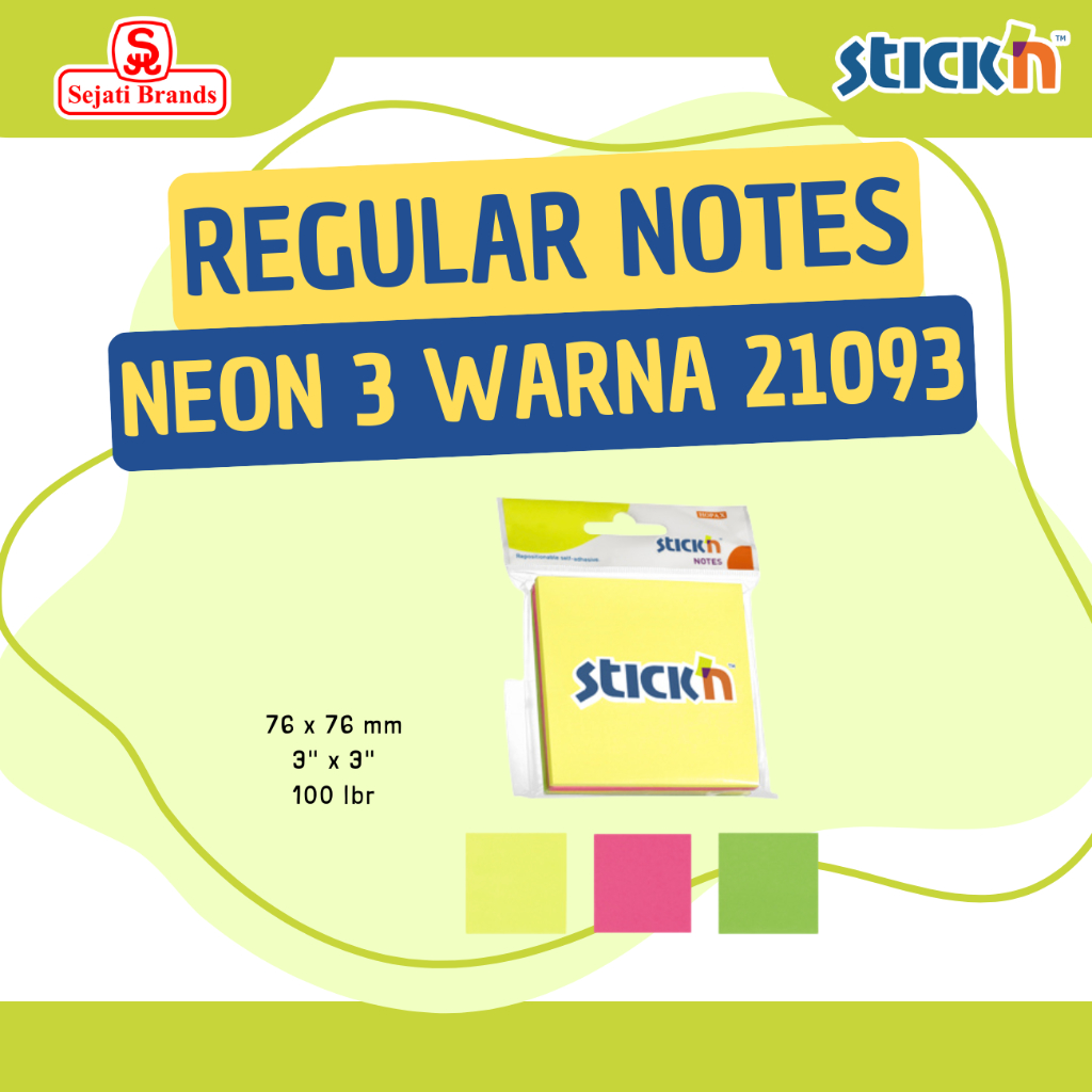 

Stick'n Assorted Notes 21093 Neon Mixed (3x3) Memo sticky note