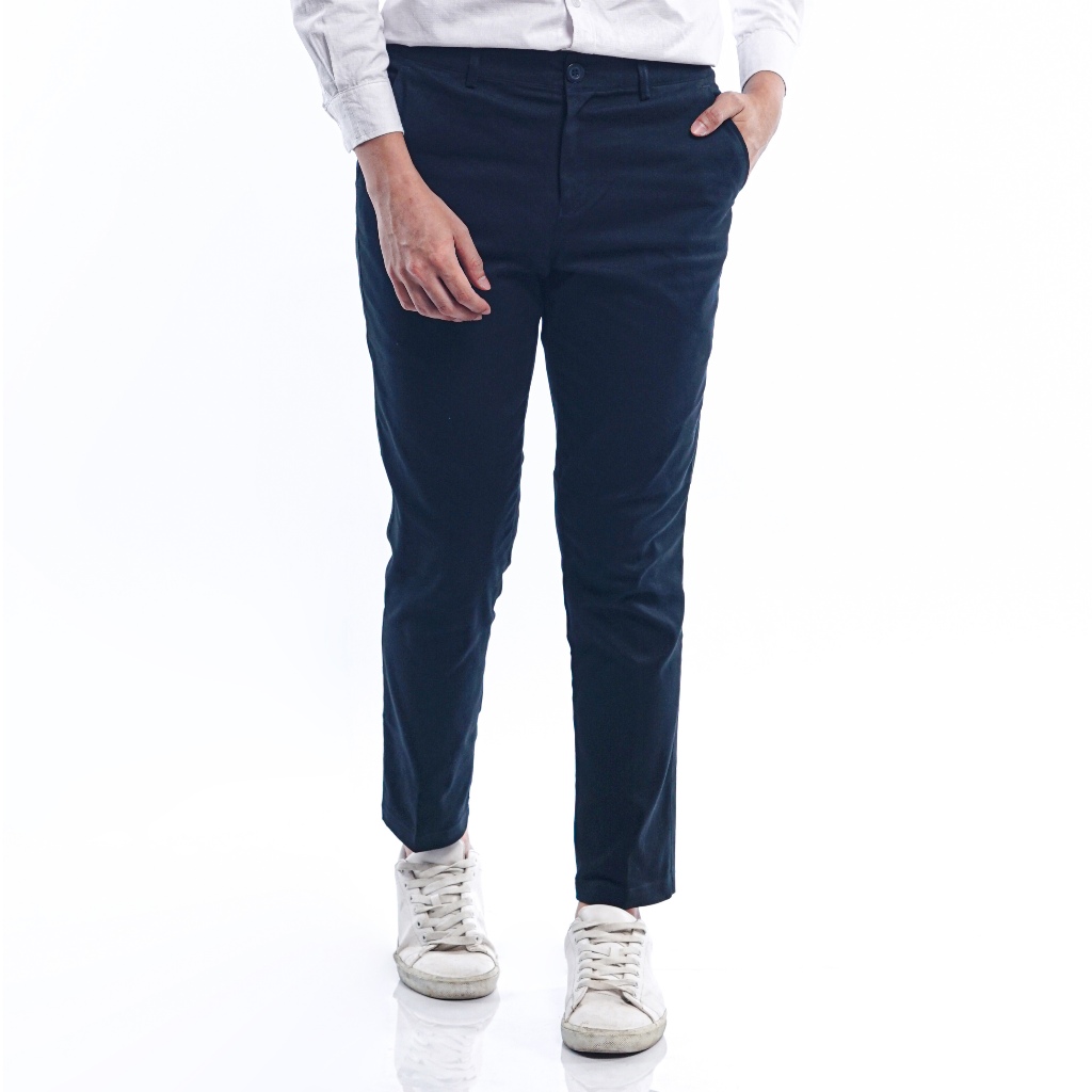 Celana Chino Panjang | Celana Panjang Pria | Celana Pria | Celana Chino Slimfit Stretch Biru Navy Bl