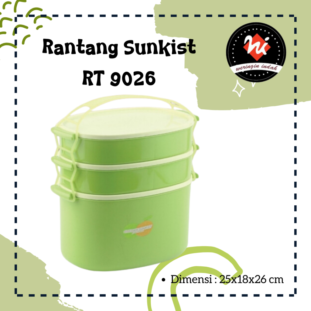 Weringin Indah - Rnatang Piknik Jumbo Golden Sunkist RPL 9026, Rantang Susun Plastik, Rantang Bekal 