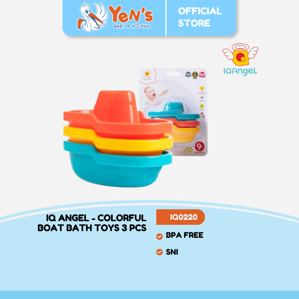 IQ Angel - Colorful Boat Bath Toys 3 Pcs / Perahu Plastik Mainan Mandi Anak Bayi / Mainan Air Baby