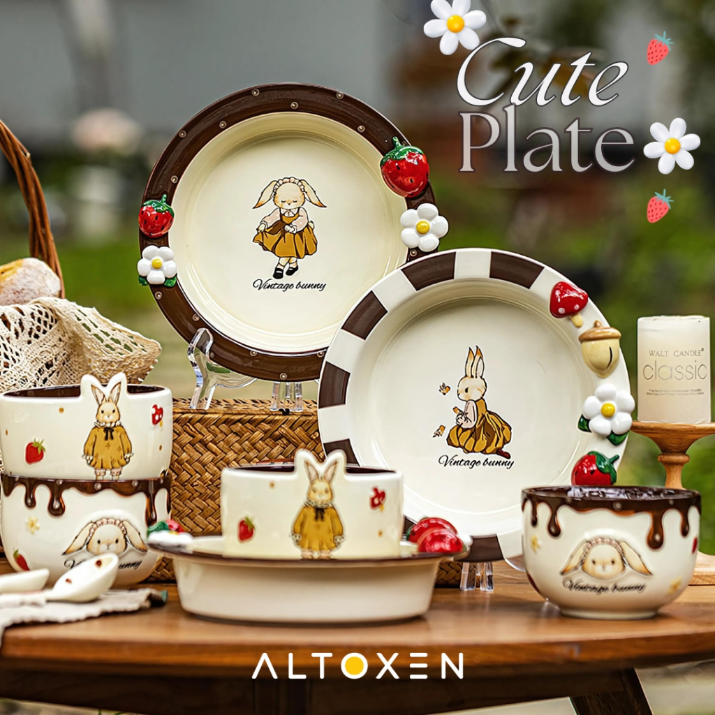 Piring Keramik / Cute Tableware Plate Piring Souvenir Piring Makan Ceramic Plate Hampers Natal Pirin