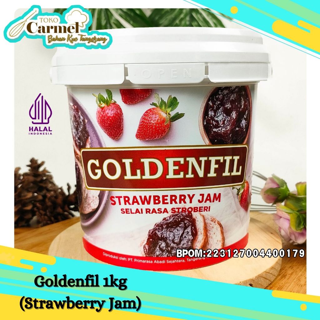 

Goldenfil Strawberry Jam 1kg - Selai Buah Strawberry 50% Serat Buah