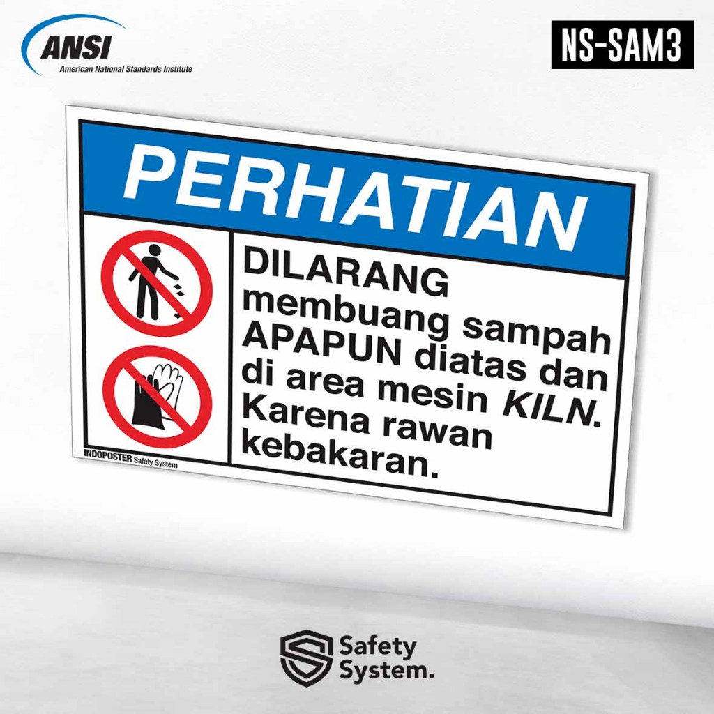 

Stiker Safety Sign Rambu K3 ANSI Dilarang Buang Sampah Majun
