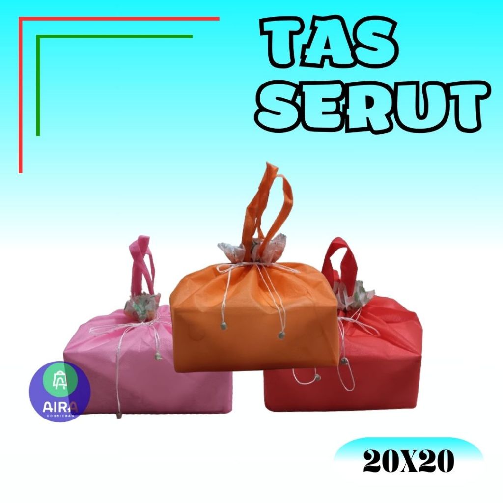 

tas serut box nasi/snack 20x20 - Warna Campur, LUSIN