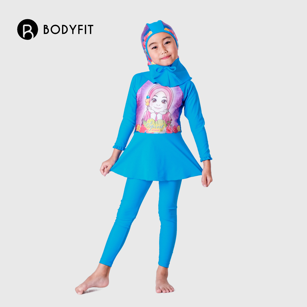 Bodyfit Spirit Girl Swimsuit Kids | Baju Renang Muslim Selam Panjang Anak Perempuan