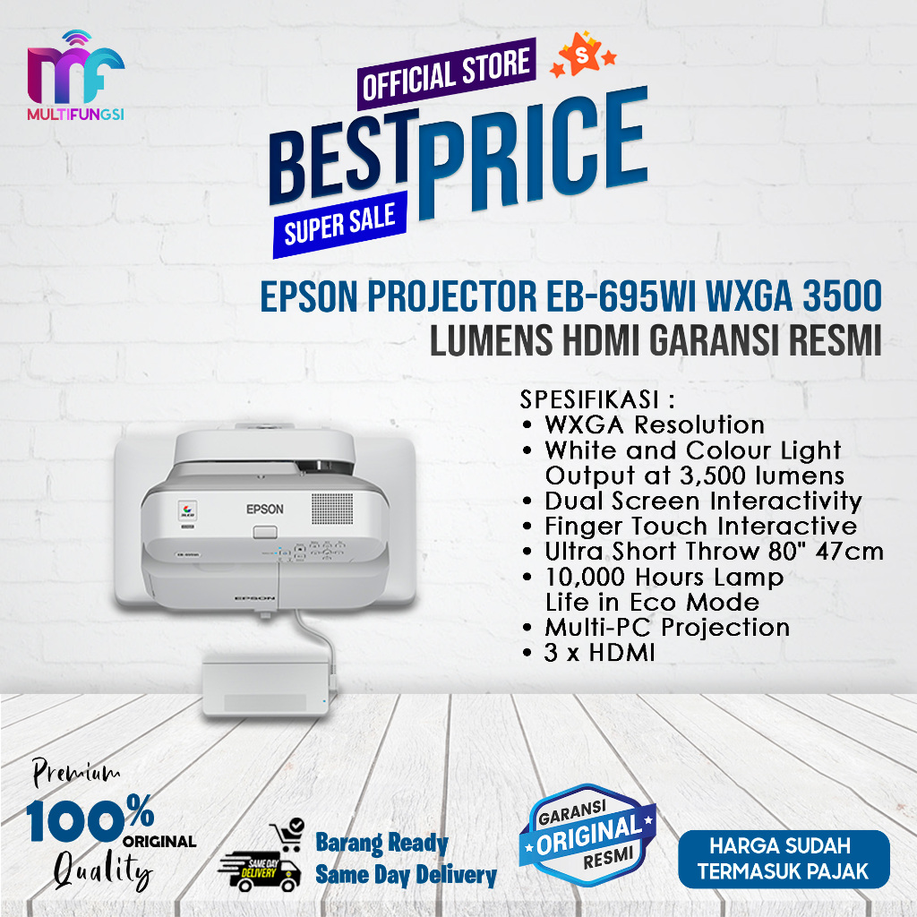 Epson Projector EB-695Wi WXGA 3500 LUMENS HDMI Garansi Resmi