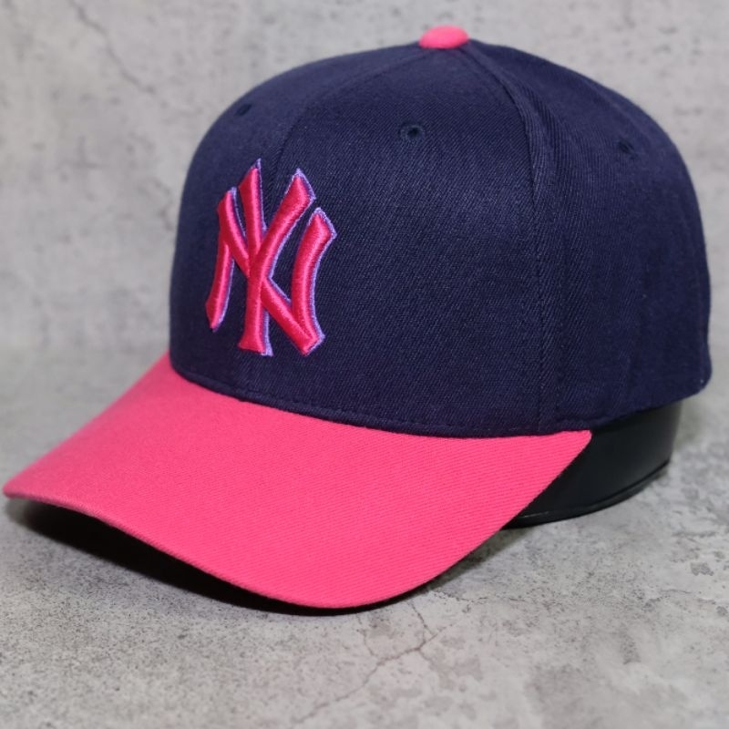 Topi baseball NY MLB Original biru-pink