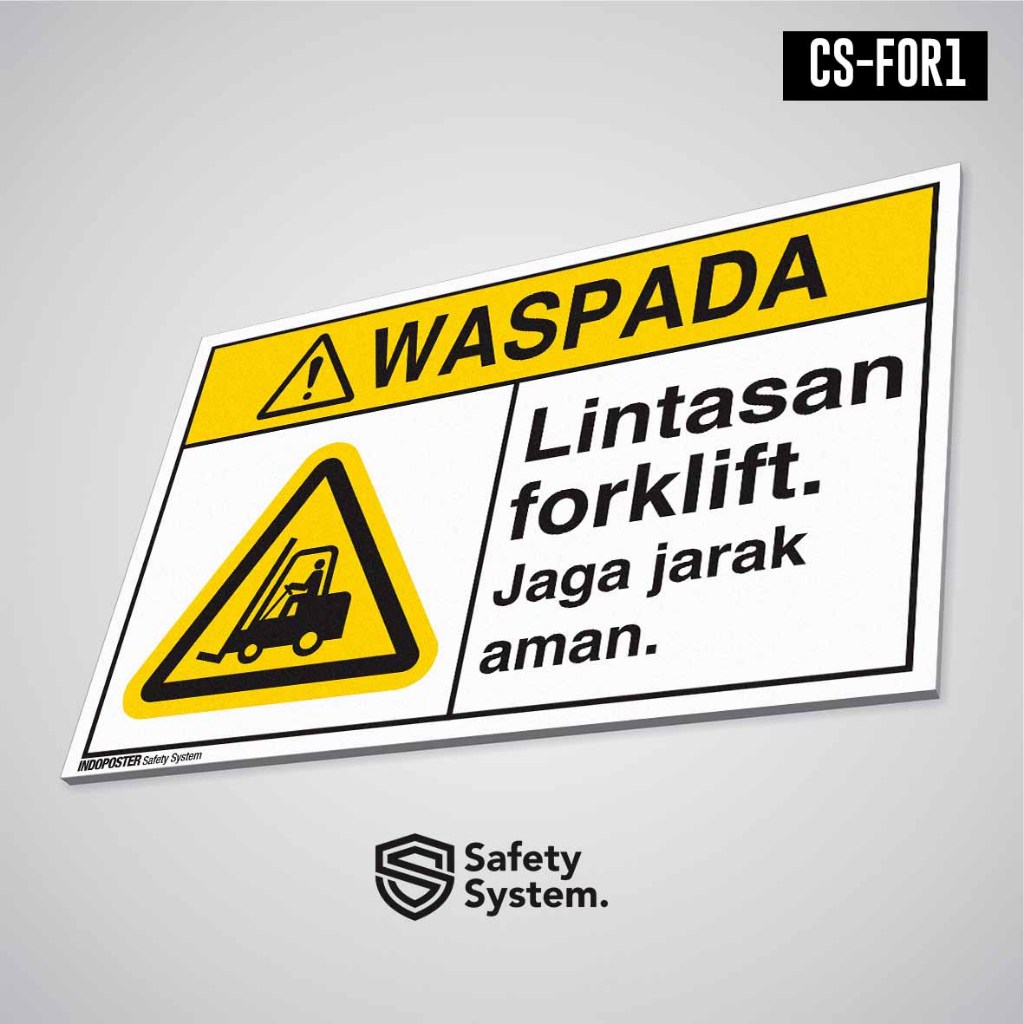 

Safety Sign Rambu K3 PVC ANSI Waspada Lintasan Forklift Pejalan Kaki